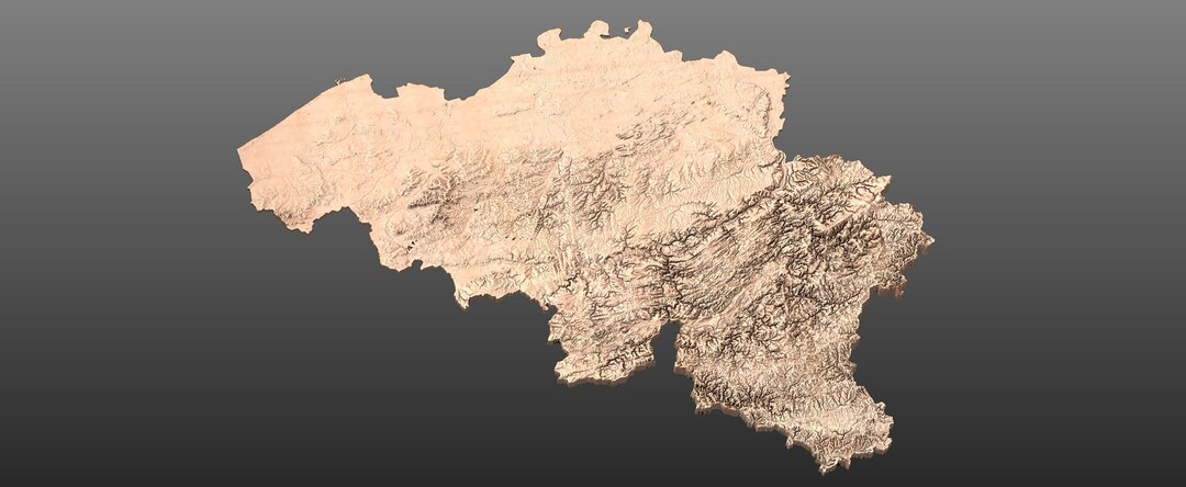 Belgium Topographic Terrain 3D Map Model for CNC Milling and - Etsy