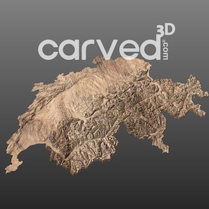 Modelo de mapa 3D de terreno topográfico da Suíça para fresagem e impressão CNC