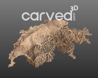 Switzerland Topographic Terrain 3D Map Model for CNC Milling and Printing