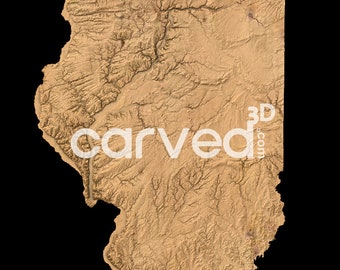 Modelo topográfico 3D del estado de Illinois para tallado CNC e impresión 3D