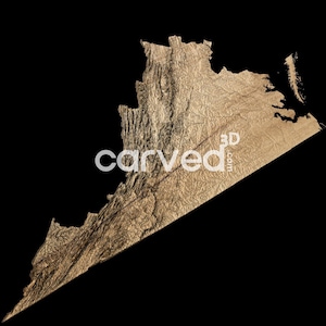 Modèle de carte 3D du terrain topographique de l'État de Virginie pour le fraisage et l'impression CNC