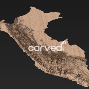 Modèle 3D de terrain topographique du Pérou, modèle de carte STL pour le fraisage et l'impression CNC
