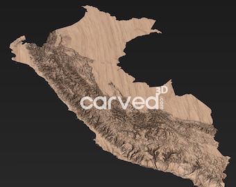 Peru Topographic Terrain 3D model  STL Map Model for CNC Milling and Printing