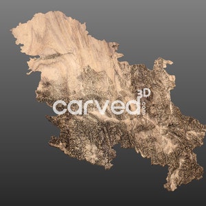 Modelo de mapa 3D de terreno topográfico da Sérvia para fresagem e impressão CNC