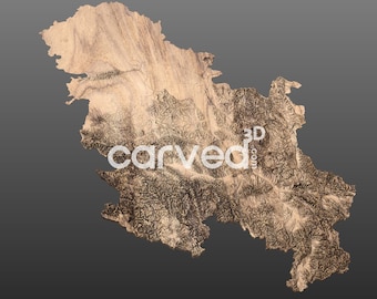Serbia Topographic Terrain 3D Map Model for CNC Milling and Printing