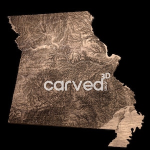 Modèle de carte 3D du terrain topographique de l'État du Missouri pour le fraisage et l'impression CNC