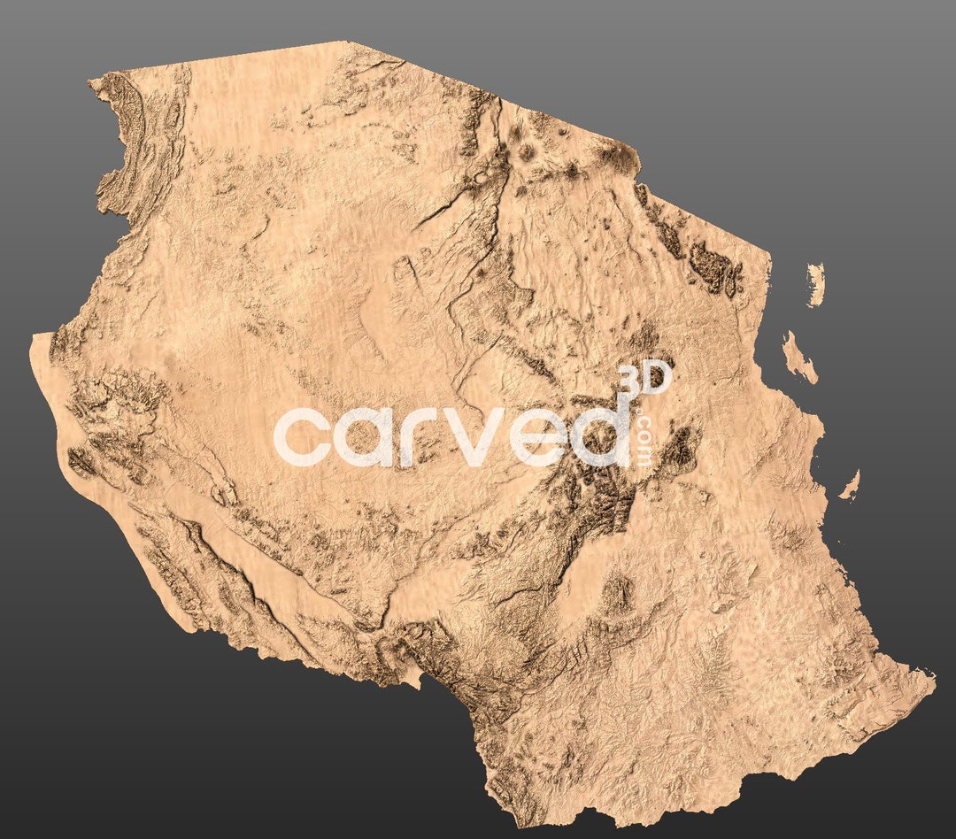 Tanzania Topographic Terrain 3D Model STL Map Model for CNC Milling and ...