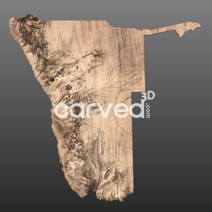 Modelo de mapa STL 3D de terreno topográfico da Namíbia para fresagem e impressão CNC
