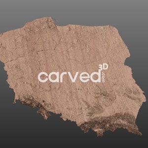Modelo de mapa 3D de terreno topográfico da Polônia para fresagem e impressão CNC
