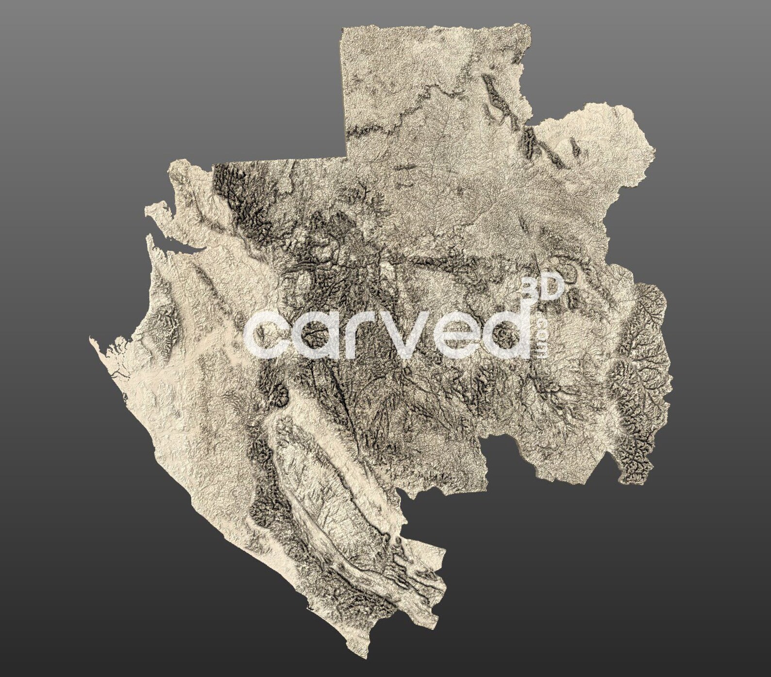 Gabon Topographic Terrain 3D STL Map Model for CNC Milling and Printing ...