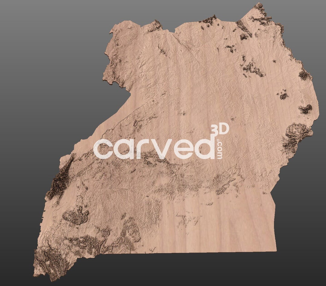 Uganda Topographic Terrain 3D Model STL Map Model for CNC Milling and ...