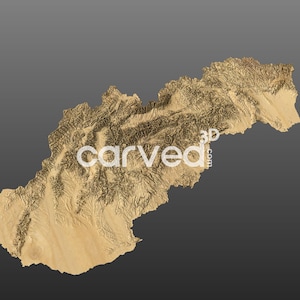 Modelo de mapa topográfico 3D da Eslováquia para fresamento e impressão CNC