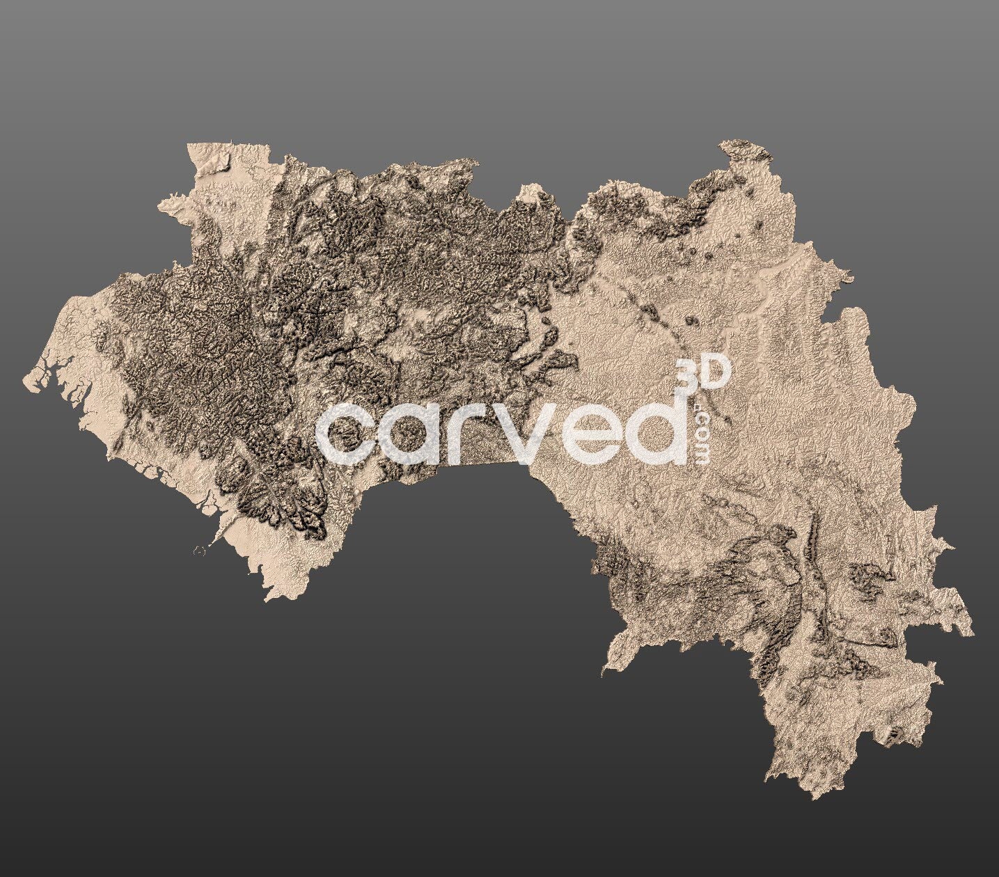 Guinea Topographic Terrain 3D STL Map Model for CNC Milling and ...