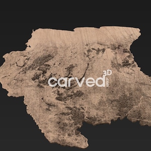 Modèle 3D de terrain topographique du Suriname, modèle de carte STL pour le fraisage et l'impression CNC