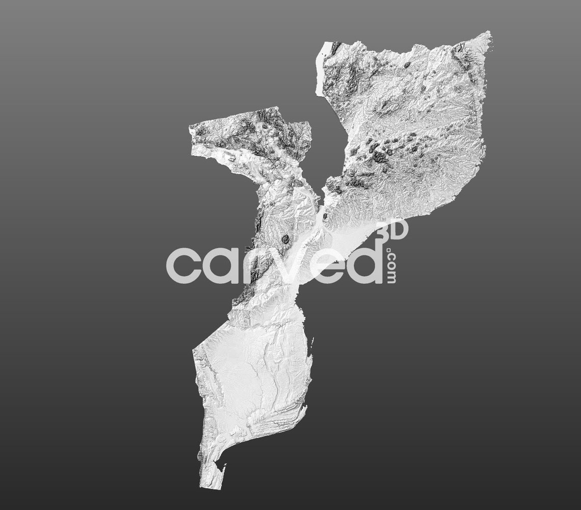 Mozambique Topographic Terrain 3D STL Map Model for CNC Milling and ...
