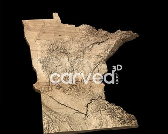 Minnesota State Topographic Terrain 3D-modell STL-kartmodell för CNC-fräsning och utskrift