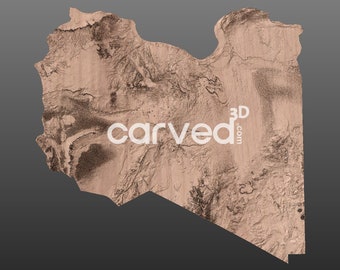 Modelo de mapa 3D STL de terreno topográfico de Libia para fresado e impresión CNC