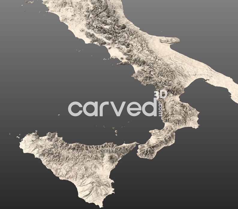Italy Topographic Terrain 3D Map Model for CNC Milling and Printing - Etsy