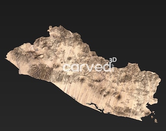 El Salvador Topographic Terrain 3D model  STL Map Model for CNC Milling and Printing