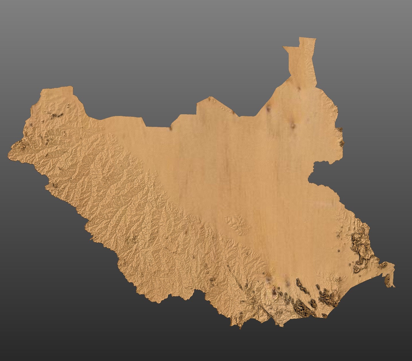 South Sudan Topographic Terrain 3D Model STL Map Model for CNC - Etsy
