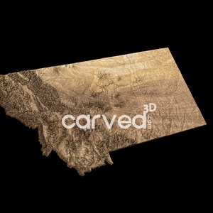 Modelo de mapa topográfico 3D do estado de Montana para fresamento e impressão CNC