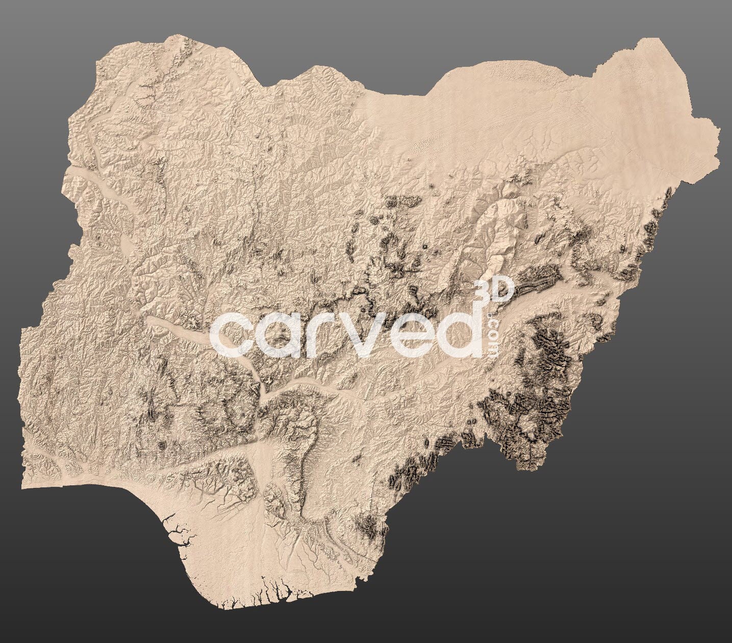 Nigeria Topographic Terrain 3D STL Map Model for CNC Milling and ...