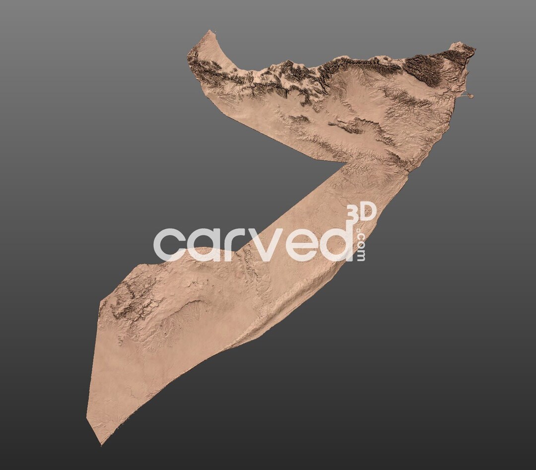 Somalia Topographic Terrain 3D Model STL Map Model for CNC Milling and ...