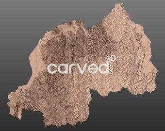 Rwanda Topographic Topographic Terrain 3D model  STL Map Model for CNC Milling and Printing