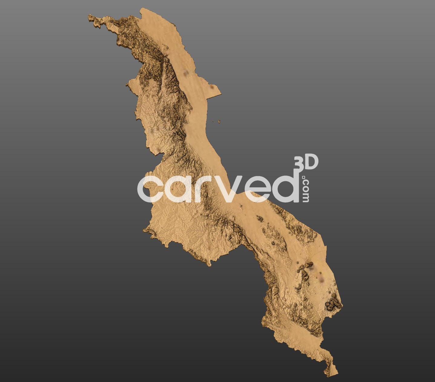 Malawi Topographic Terrain 3D STL Map Model for CNC Milling and ...