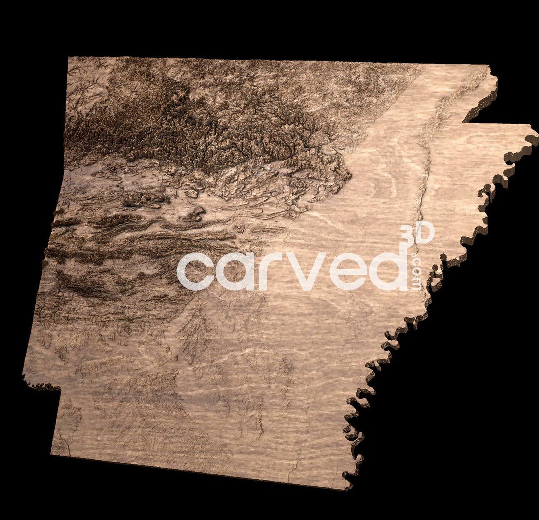 State of Arkansas 3d Topographic Model STL for CNC Carving and 3d ...