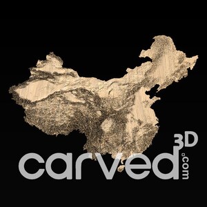 Modèle de carte STL du modèle 3D de terrain topographique de la Chine pour le fraisage et l'impression CNC