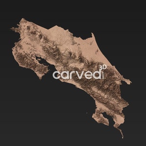 Modelo de mapa STL de terreno topográfico da Costa Rica 3D para fresagem e impressão CNC