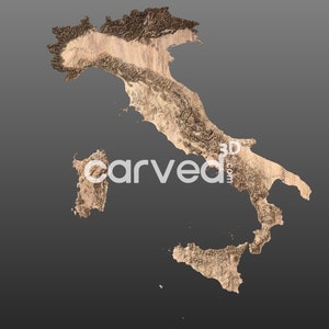 Modelo de mapa 3D de terreno topográfico da Itália para fresagem e impressão CNC