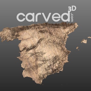 Modèle de carte 3D du terrain topographique de l'Espagne pour le fraisage et l'impression CNC