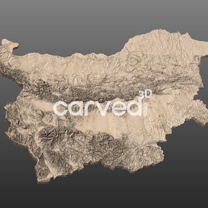 Modèle de carte 3D du terrain topographique de la Bulgarie pour le fraisage et l'impression CNC