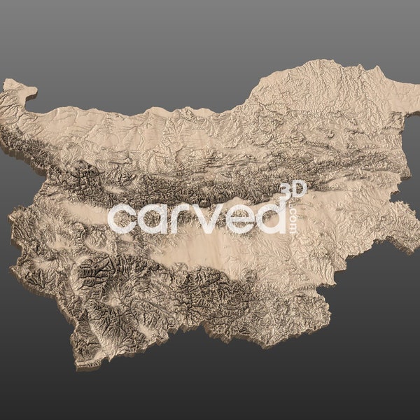 Bulgaria Topographic Terrain 3D Map Model for CNC Milling and Printing