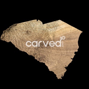 South Carolina State Topografisch terrein 3D-kaartmodel voor CNC-frezen en afdrukken