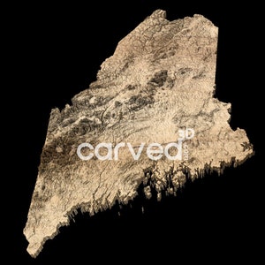 Maine State Topographisches Gelände 3D-Karte Modell für CNC-Fräsen und Drucken
