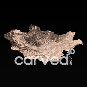 Modelo 3D de terreno topográfico HD da Mongólia, modelo de mapa STL para fresamento e impressão CNC