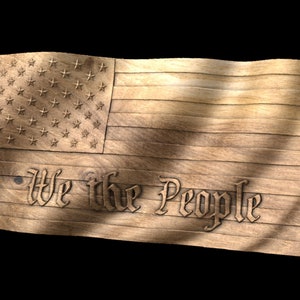 We the People USA wavy flag STL  for CNC Carving and 3d Printing