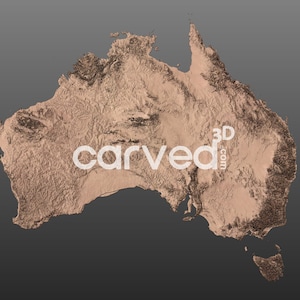 Modelo de mapa 3D de terreno topográfico da Austrália para fresagem e impressão CNC