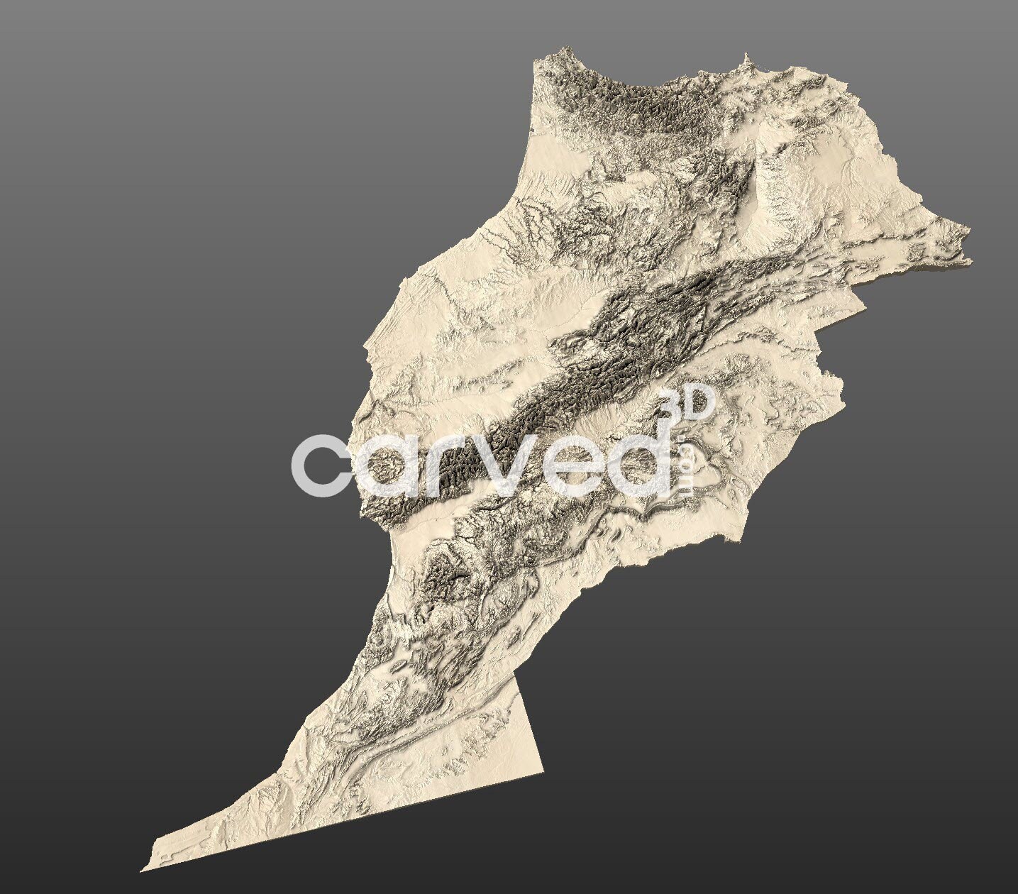 Morocco Topographic Terrain 3D STL Map Model for CNC Milling and ...