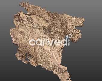 Montenegro Topographic Terrain 3D Map Model for CNC Milling and Printing