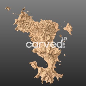 Modelo de mapa STL 3D de terreno topográfico de Mayotte para fresagem e impressão CNC