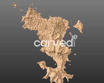 Mayotte  Topographic Terrain 3D STL Map Model for CNC Milling and Printing