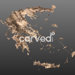 Griechenland Topographisches Gelände 3D-Kartenmodell für CNC-Fräsen und Drucken