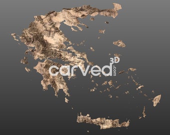 Greece Topographic Terrain 3D Map Model for CNC Milling and Printing