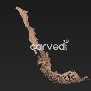 Modelo de mapa STL do terreno topográfico do Chile 3D para fresagem e impressão CNC