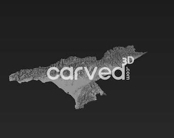 Georgia  HD Topographic Terrain 3D model  STL Map Model for CNC Milling and Printing