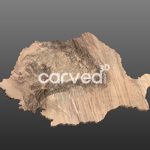 Modelo de mapa topográfico 3D da Romênia para fresamento e impressão CNC